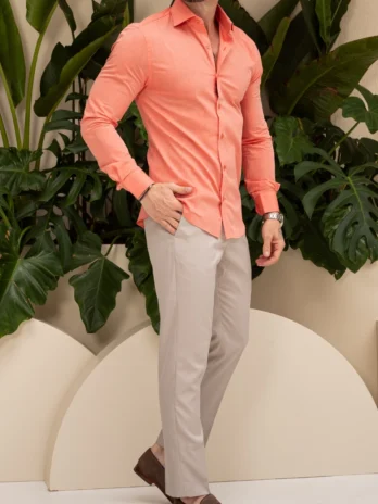 CAMISA SLIM FIT FIO 50 Laranja