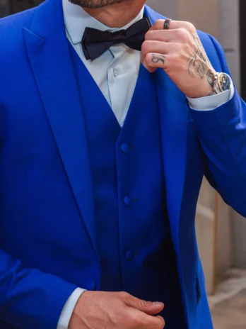 TERNO FRAQUE COM COLETE Azul Royal
