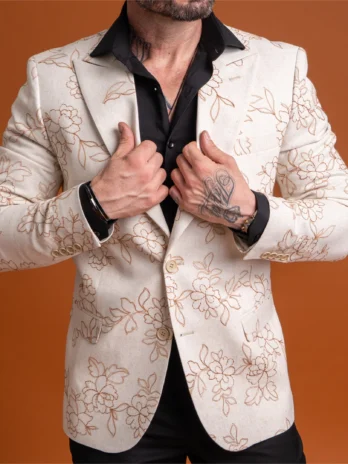 BLAZER DE LINHO FLORAL Areia (4)
