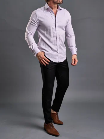 CAMISA MAQUINETADA PUNHO DUPLO LILAS 05388665
