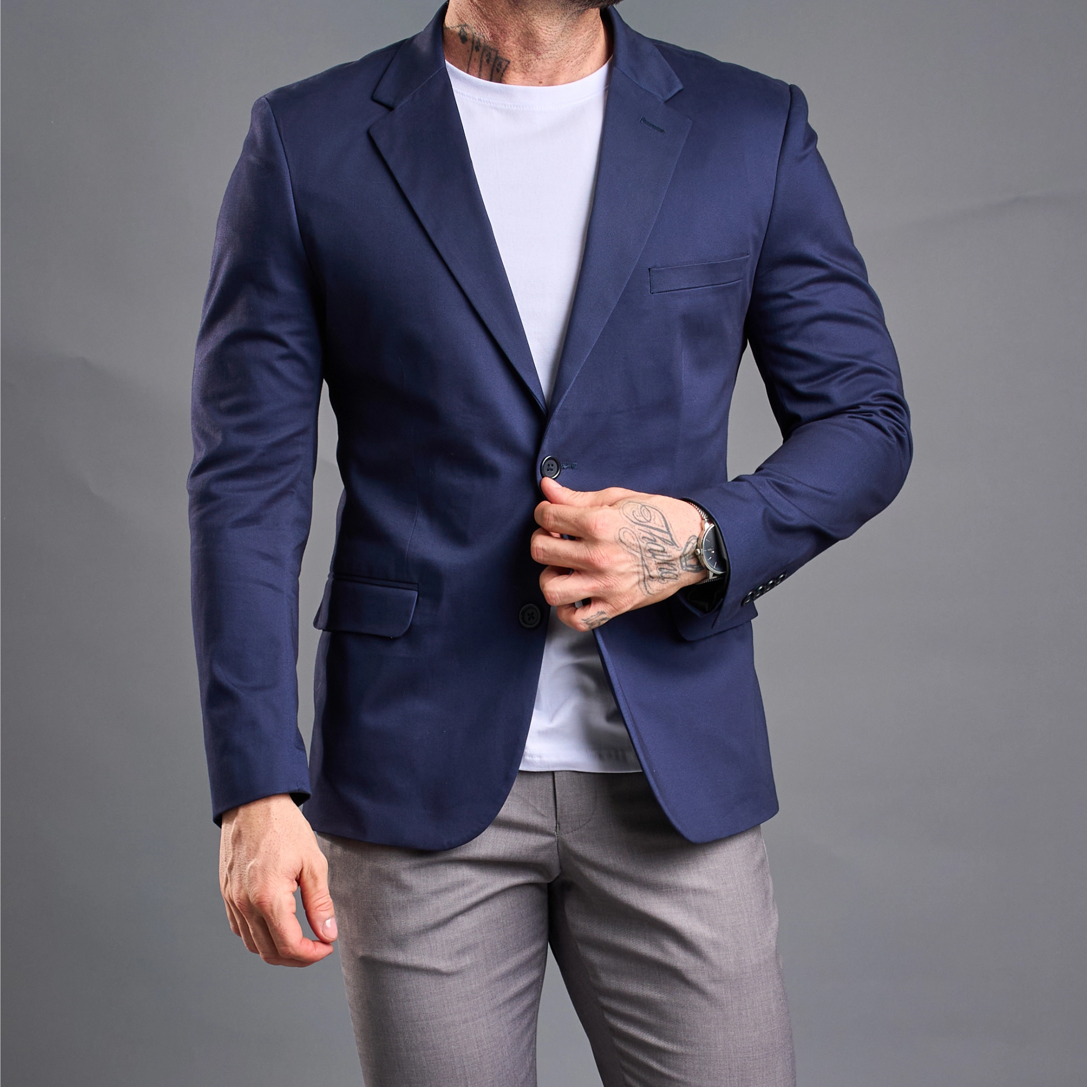 BLAZER ALGODÃO C_ ELASTANO Azul Marinho 03050020